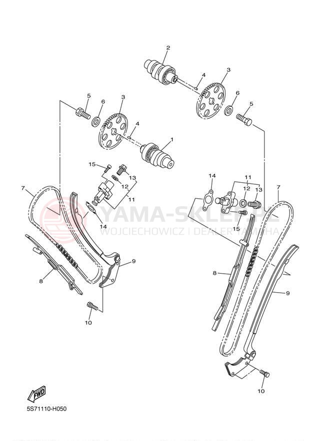 Schemat "Rozrząd - łańcuszek" do Yamaha V STAR 950 XVS95ZCR/XVS95ZR