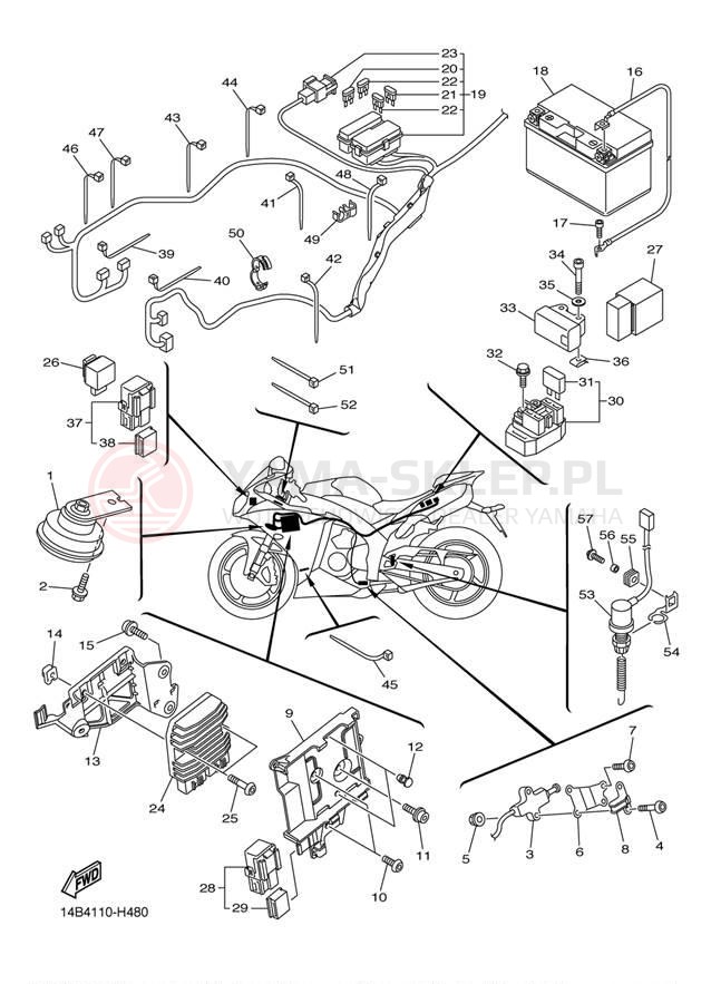 Schemat "układ elektryczny" do Yamaha YZFR1 YZFR1YL/YZFR1YCL