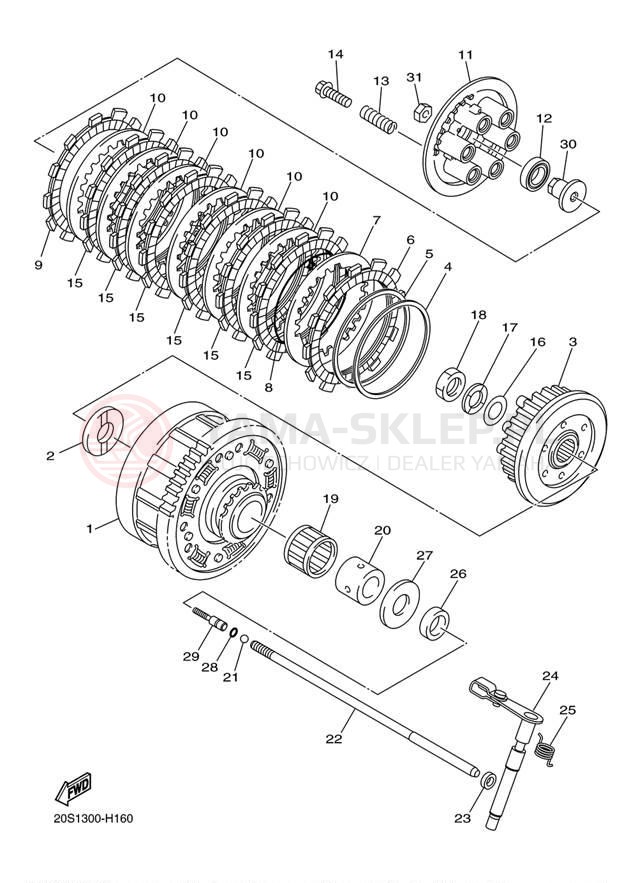 Schemat "sprzęgło" do Yamaha FZ6R FZ6RBW/FZ6RBCW