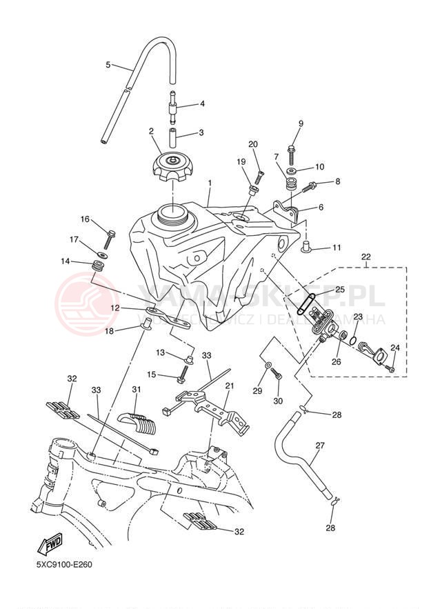 Schemat "zbiornik paliwa" do Yamaha YZ250F YZ250FYW/YZ250FYL