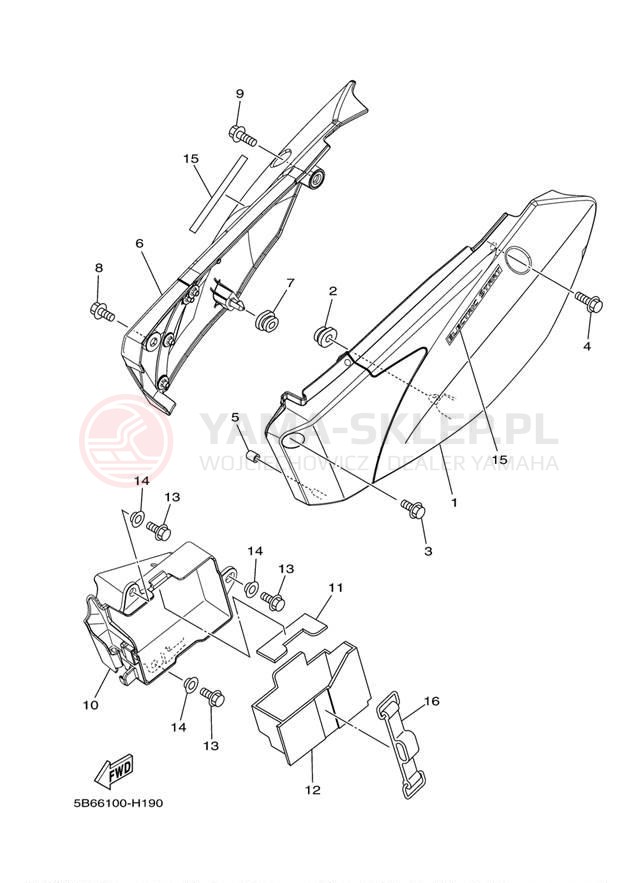 Schemat "Pokrywa boczna" do Yamaha TTR110E TTR110EB