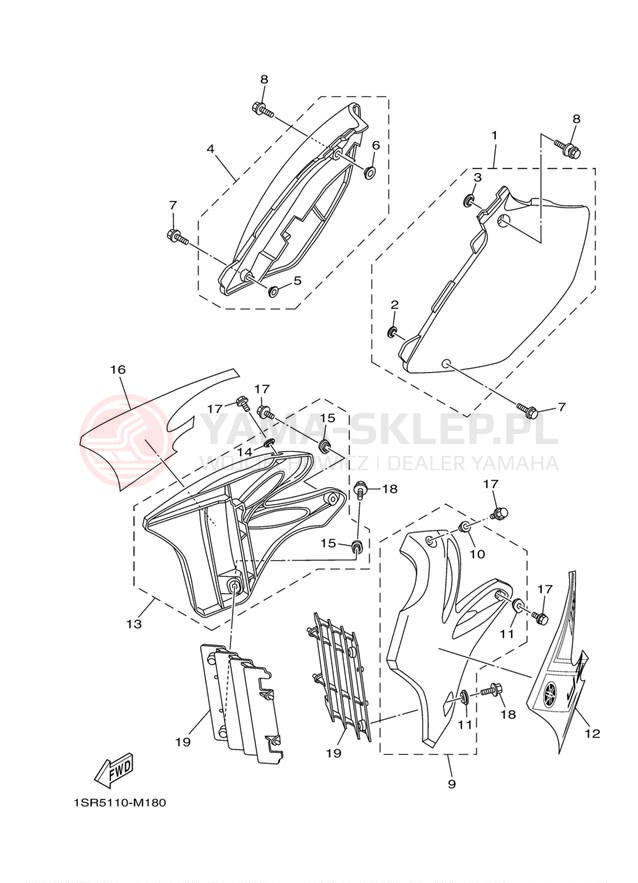 Schemat "Pokrywa boczna" do Yamaha YZ250 YZ250D2