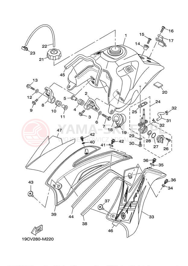 Schemat "zbiornik paliwa" do Yamaha TTR125LE TTR125LED
