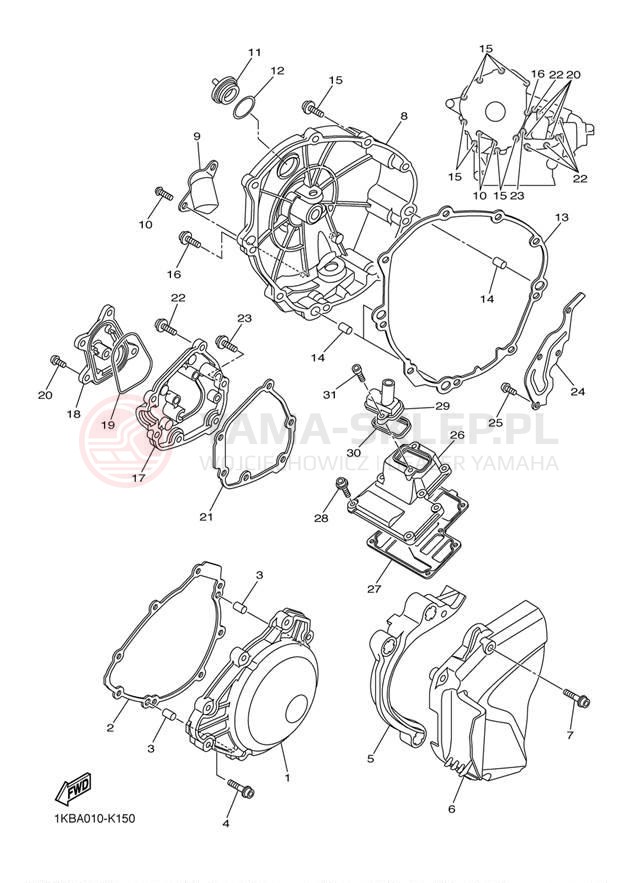 Schemat "Pokrywa silnika" do Yamaha YZFR1 YZFR1BW/YZFR1BCW