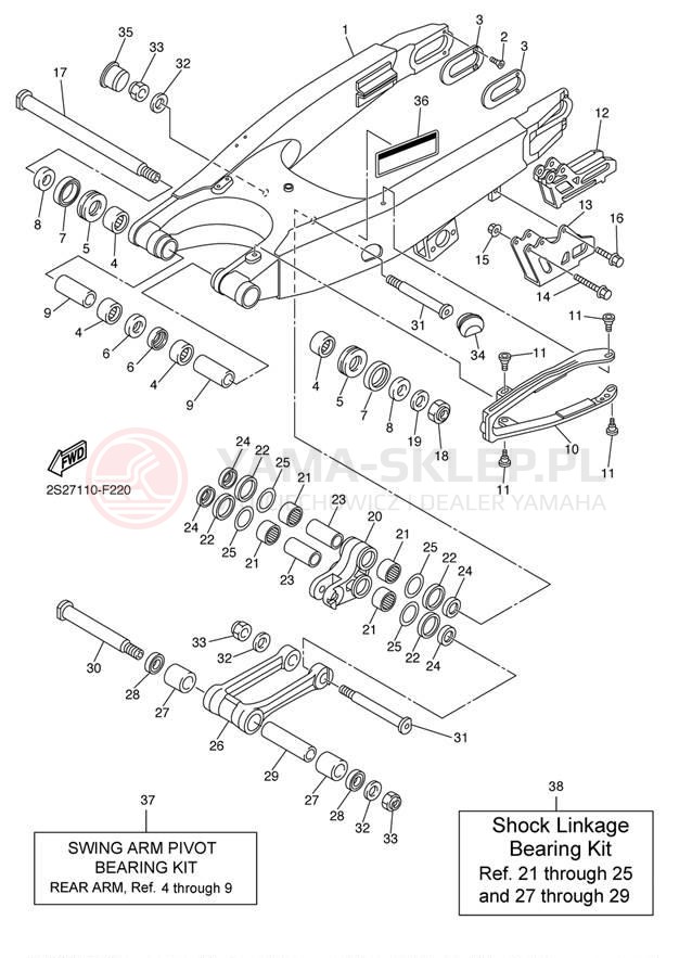 Schemat "wahacz" do Yamaha WR450F WR450FA