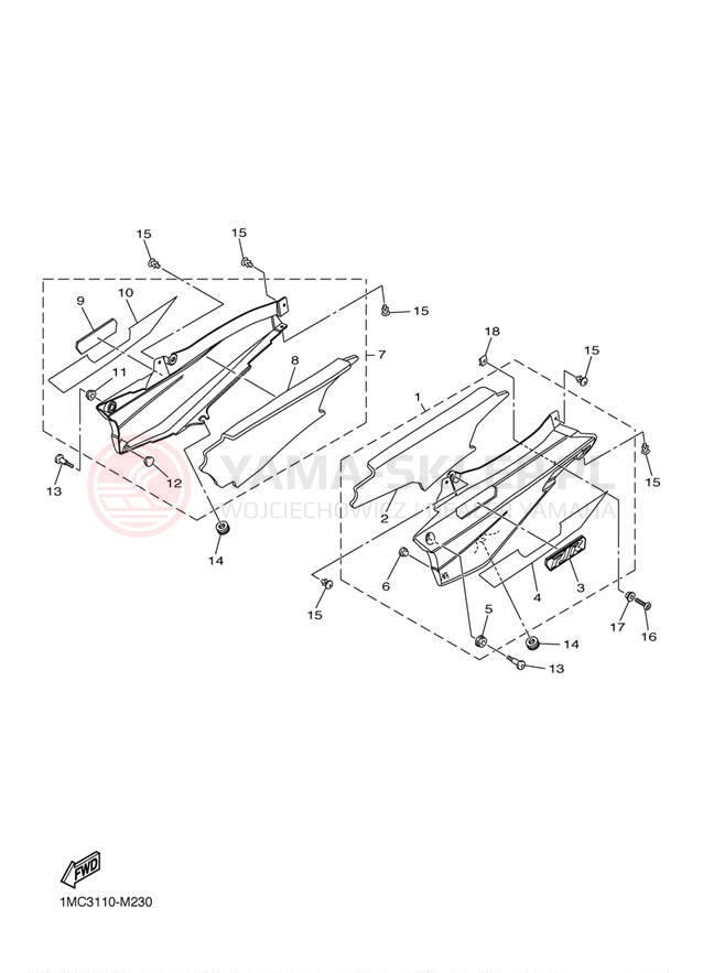 Schemat "Pokrywa boczna" do Yamaha FJR1300A FJR13ADG/FJR13ADCG