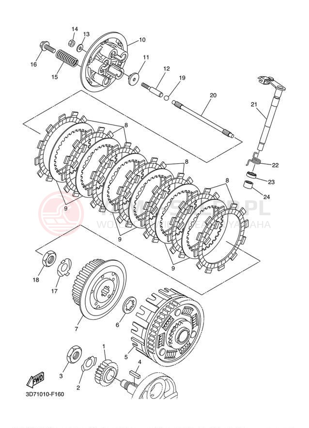 Schemat "sprzęgło" do Yamaha WR25R WR25RE/WR25REC