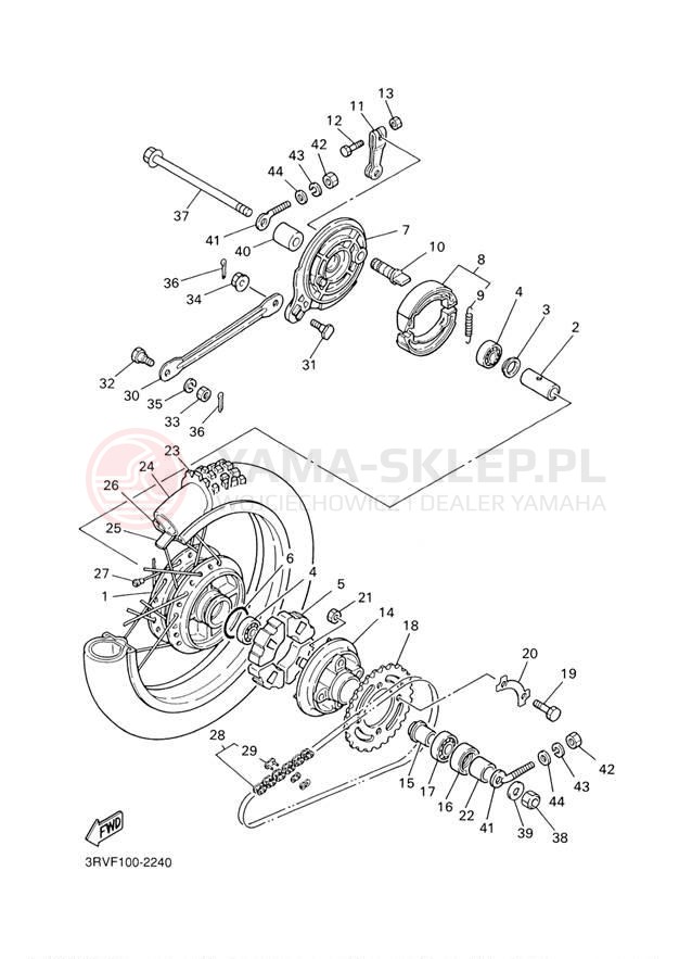 Schemat "Koło tył" do Yamaha PW80 PW80R