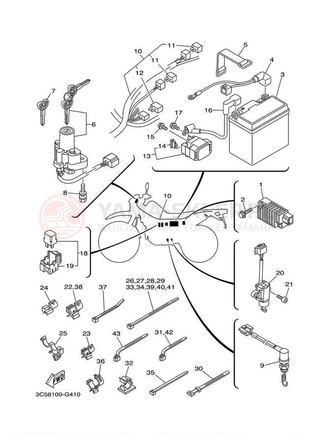 Schemat "układ elektryczny" do Yamaha XT250 XT250YC/XT250Y