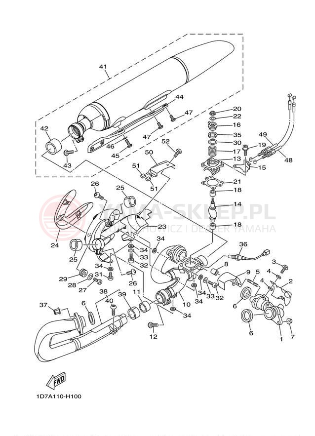 Schemat "Wydech końcowy" do Yamaha ROADLINER S XV19SDB/XV19SDCB