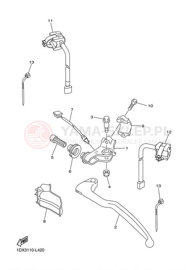 Schemat "Kierownica i osprzęt" do Yamaha WR450F WR450FD