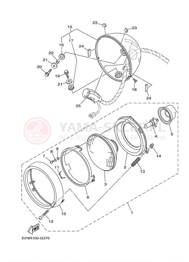 Schemat "Lampa przód" do Yamaha ROAD STAR S XV17ASAB/XV17ASACB
