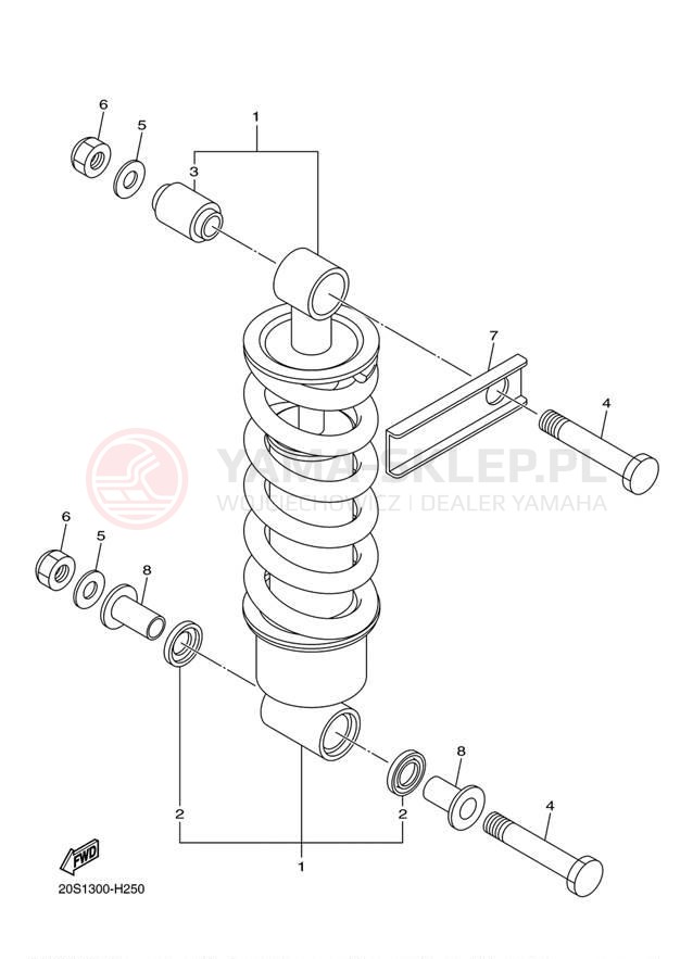 Schemat "zawieszenie tył" do Yamaha FZ6R FZ6RAB/FZ6RACB