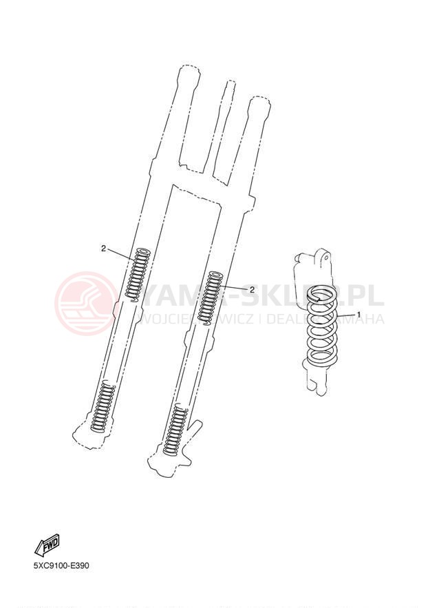 Schemat "Zawieszenie przód" do Yamaha YZ250F YZ250FAB/YZ250FAL