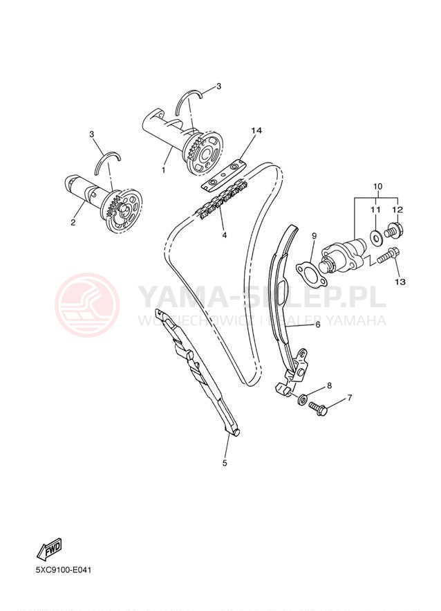 Schemat "Rozrząd - łańcuszek" do Yamaha YZ250FB YZ250FBW/YZ250FBL