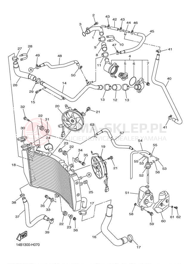 Schemat "Układ chlodzenia" do Yamaha YZFR1 YZFR1YL/YZFR1YCL