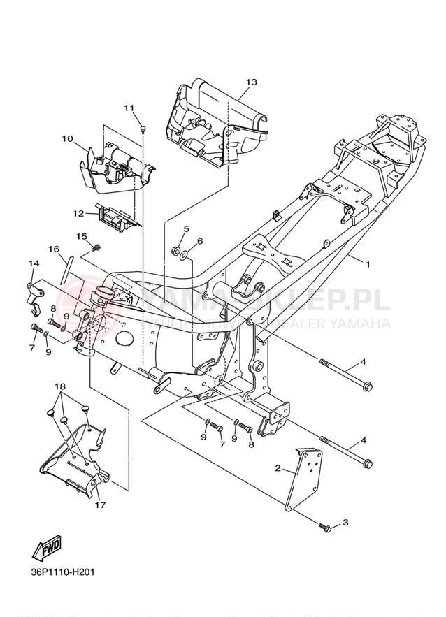 Schemat "rama" do Yamaha FZ6R FZ6RZCB/FZ6RZB