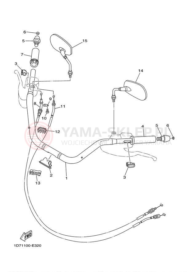 Schemat "Kierownica i osprzęt" do Yamaha ROADLINER S XV19SDB/XV19SDCB