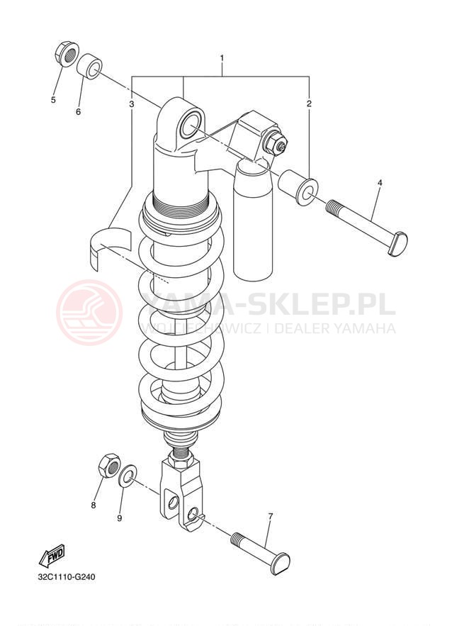 Schemat "zawieszenie tył" do Yamaha WR250R WR25RYCL/WR25RYL