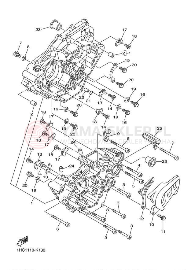 Schemat "Obudowa silnika" do Yamaha WR250F WR250FD