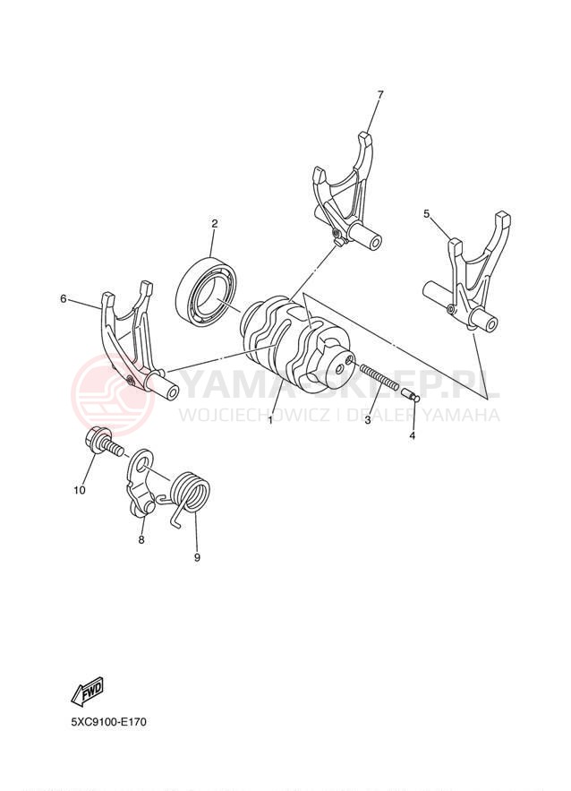 Schemat "Wodziki, automat" do Yamaha YZ250FB YZ250FBW/YZ250FBL