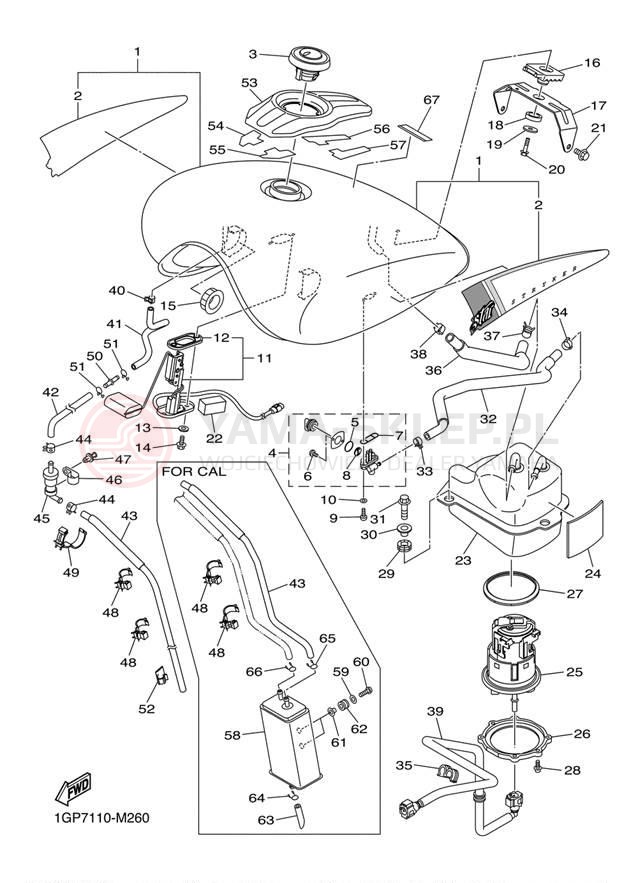 Schemat "zbiornik paliwa" do Yamaha STRYKER XVS13CDW/XVS13CDCW