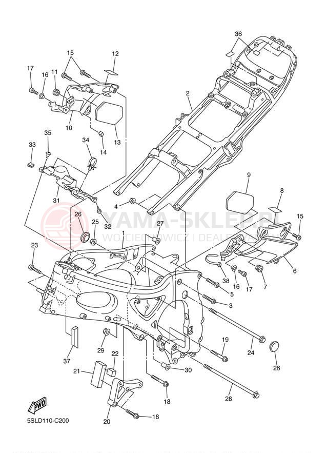 Schemat "rama" do Yamaha YZF-R6 YZFR6SC/YZFR6S