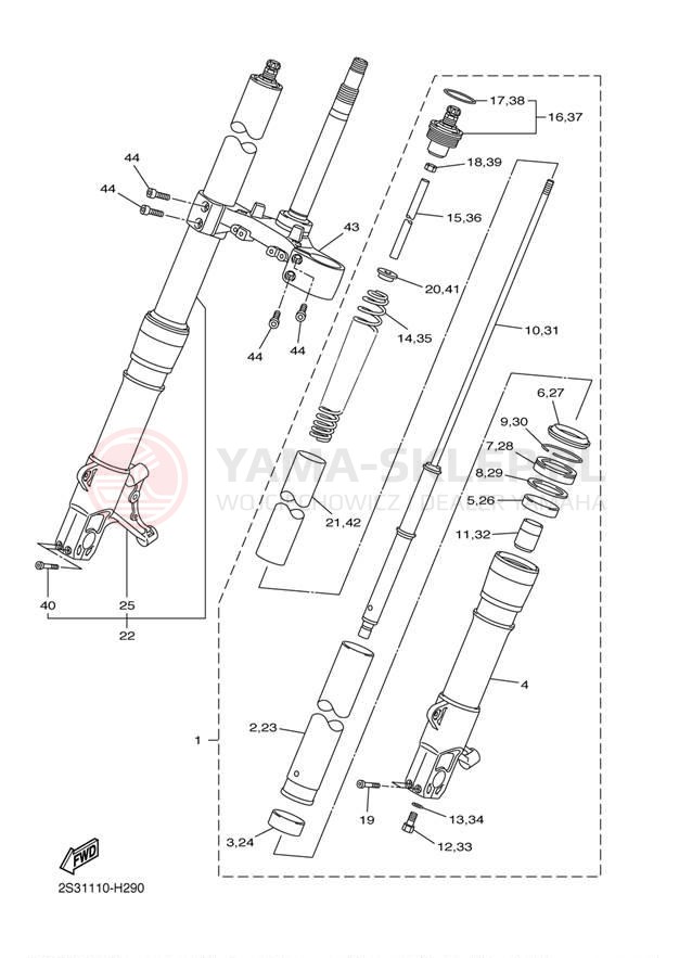 Schemat "Amortyzatory przód" do Yamaha VMAX VMX17BCB/VMX17BB