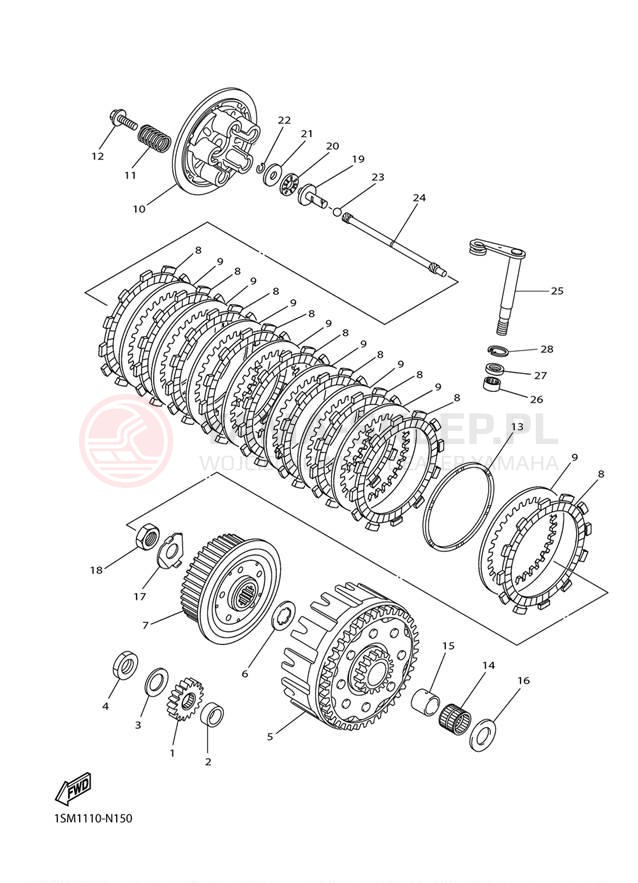 Schemat "sprzęgło" do Yamaha YZ250FE YZ250FEL/YZ250FEW