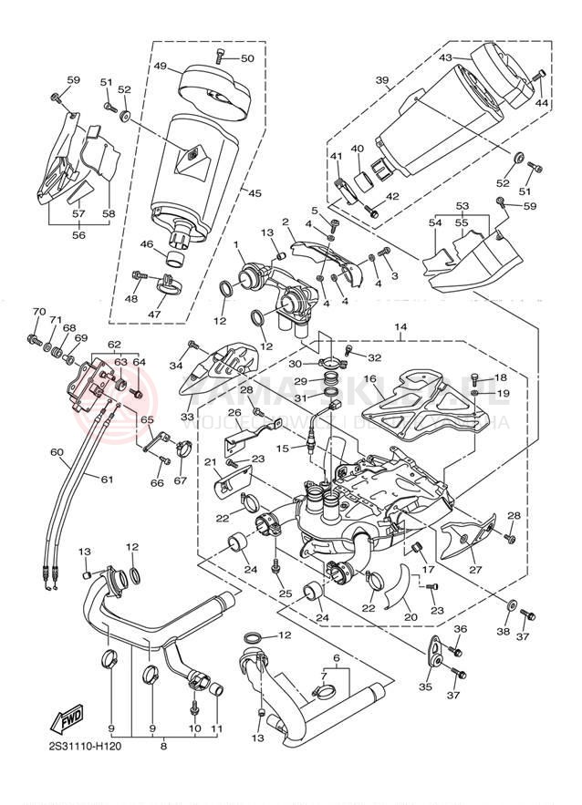 Schemat "Wydech końcowy" do Yamaha VMAX VMX17D/VMX17DC