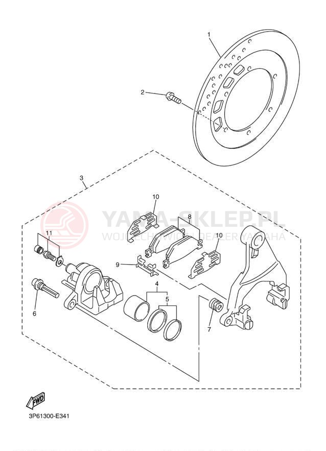 Schemat "Zacisk hamulcowy tylny" do Yamaha FJR1300A FJR13ADG/FJR13ADCG