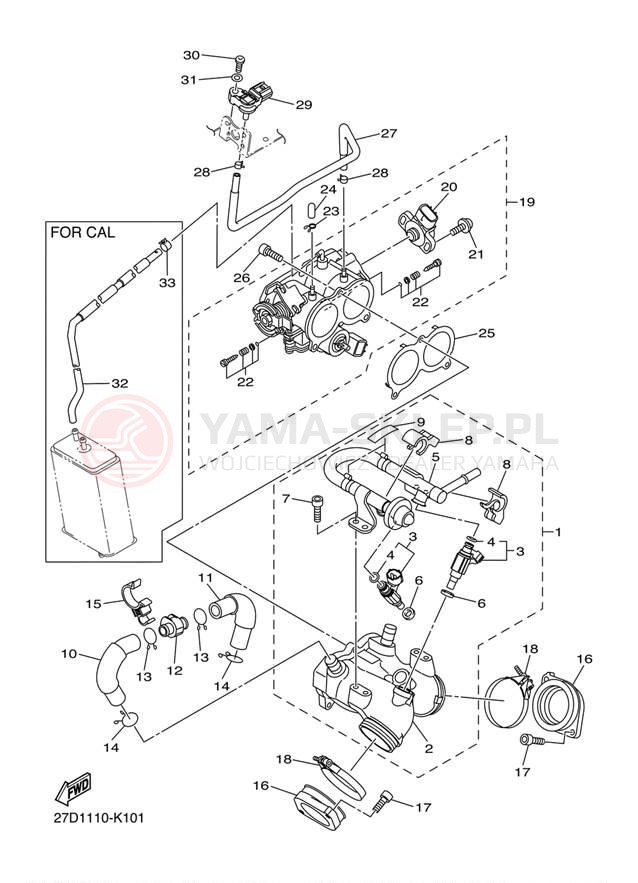 Schemat "Wtrysk paliwa" do Yamaha STRYKER XVS13CBCB/XVS13CBB