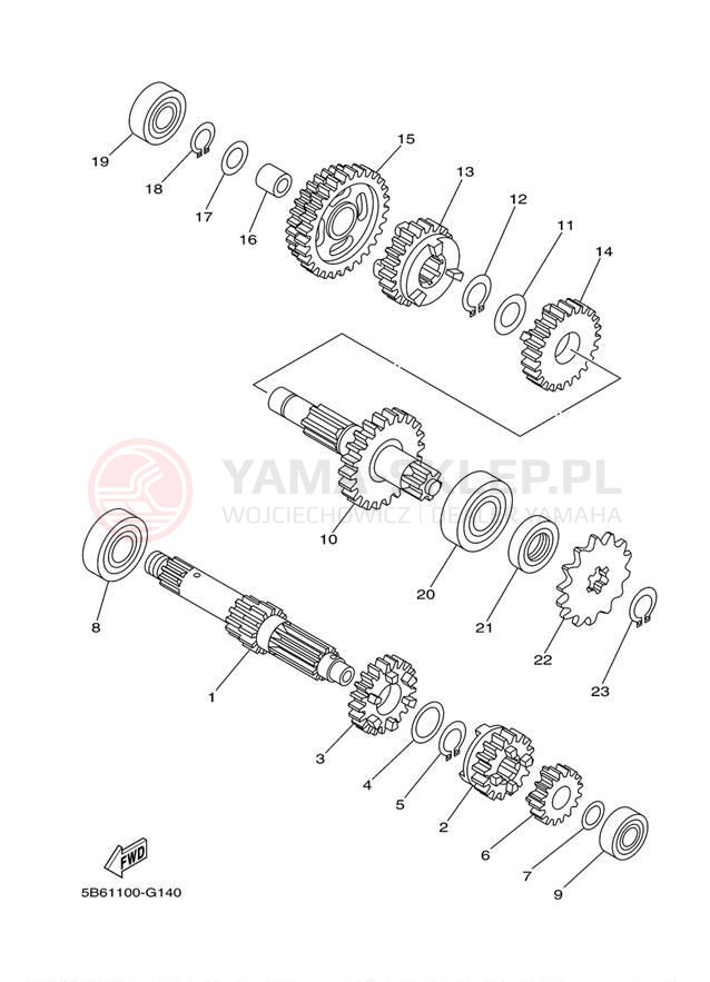Schemat "Skrzynia biegów " do Yamaha TTR110E TTR110EB