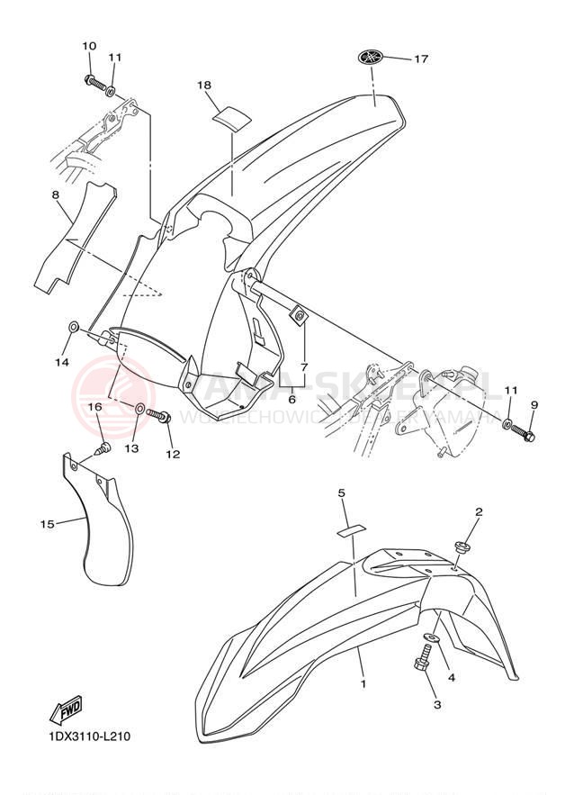 Schemat "błotnik" do Yamaha WR450F WR450FE