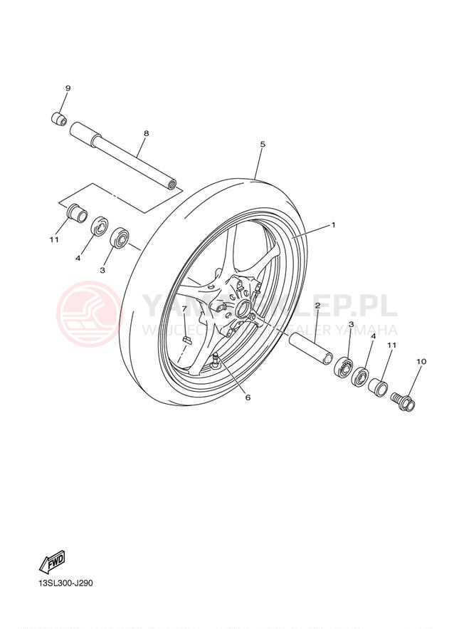 Schemat "Koło przód" do Yamaha YZFR6 YZFR6ACR/YZFR6AR