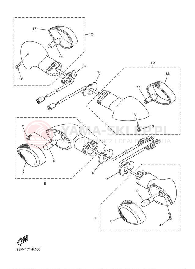 Schemat "kierunkowskazy" do Yamaha FZ8 FZ8NBG/FZ8NBCG
