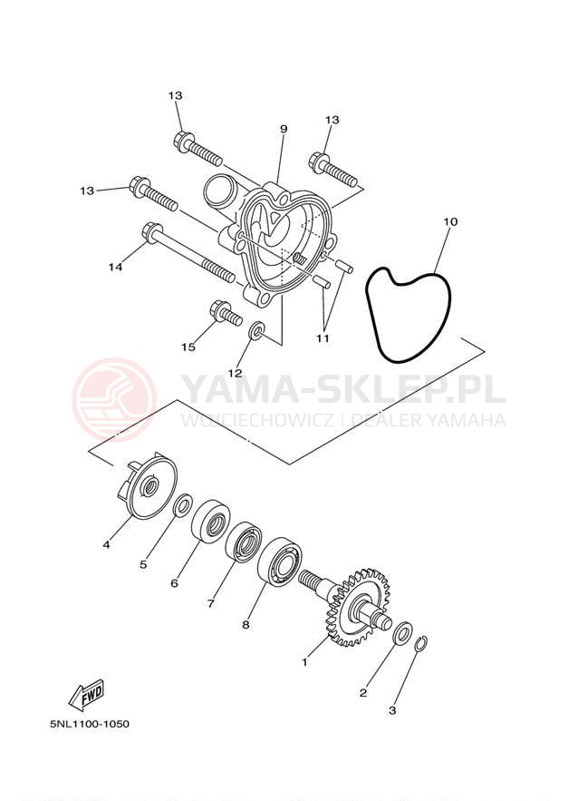 Schemat "Pompa wody" do Yamaha YZ250F YZ250FAB/YZ250FAL