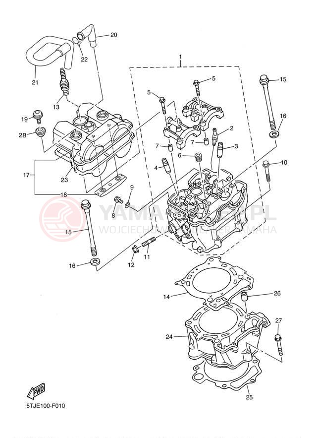 Schemat "cylinder" do Yamaha WR450F WR450FA