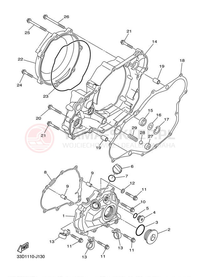 Schemat "Pokrywa silnika" do Yamaha YZ450F YZ450FAB/YZ450FAL