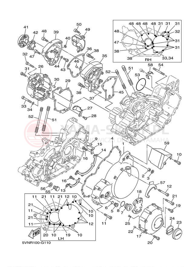 Schemat "Pokrywa silnika" do Yamaha ROAD STAR S XV17ASAB/XV17ASACB