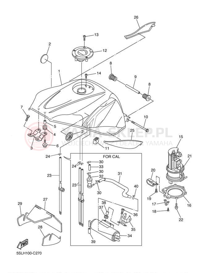 Schemat "zbiornik paliwa" do Yamaha YZF-R6 YZFR6SS/YZFR6SCS
