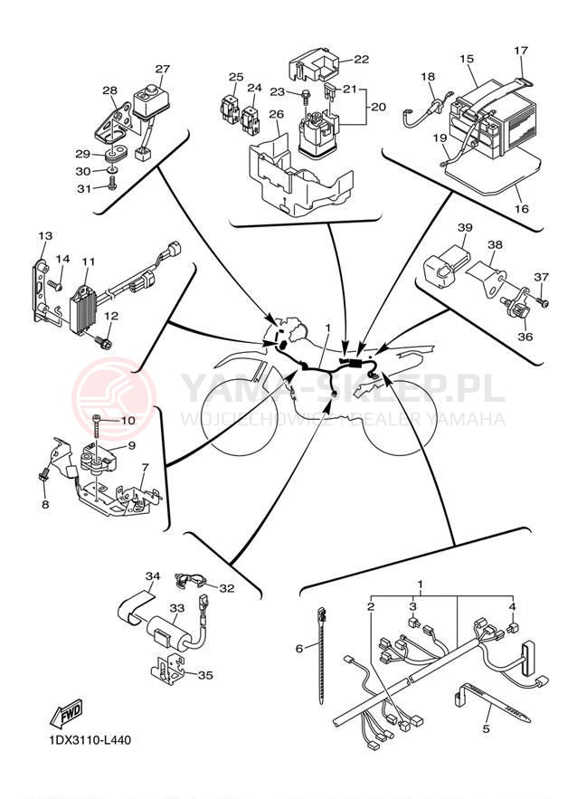 Schemat "układ elektryczny" do Yamaha WR450F WR450FB