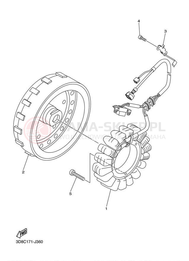 Schemat "prądnica" do Yamaha V STAR 1300 XVS13ABCR/XVS13ABR