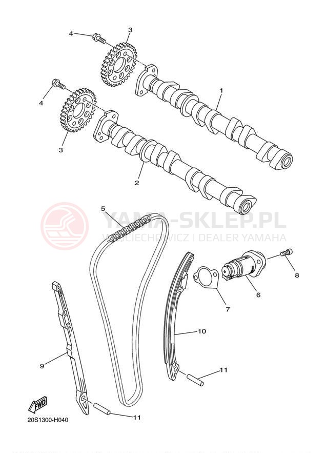 Schemat "Rozrząd - łańcuszek" do Yamaha FZ6R FZ6RZCB/FZ6RZB