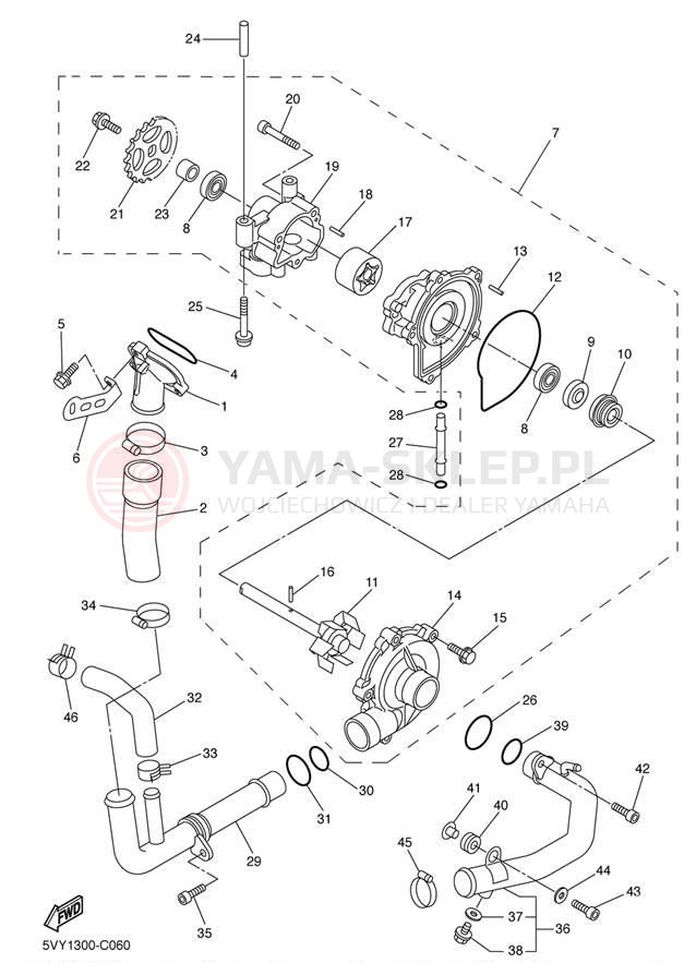 Schemat "Pompa wody" do Yamaha YZF-R1 YZFR1SC/YZFR1S