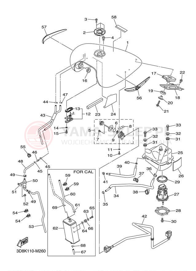 Schemat "zbiornik paliwa" do Yamaha V STAR 1300 XVS13ADCB/XVS13ADB