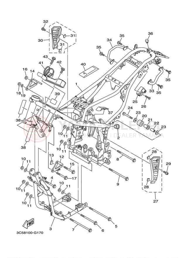 Schemat "rama" do Yamaha XT250 XT250A/XT250AC
