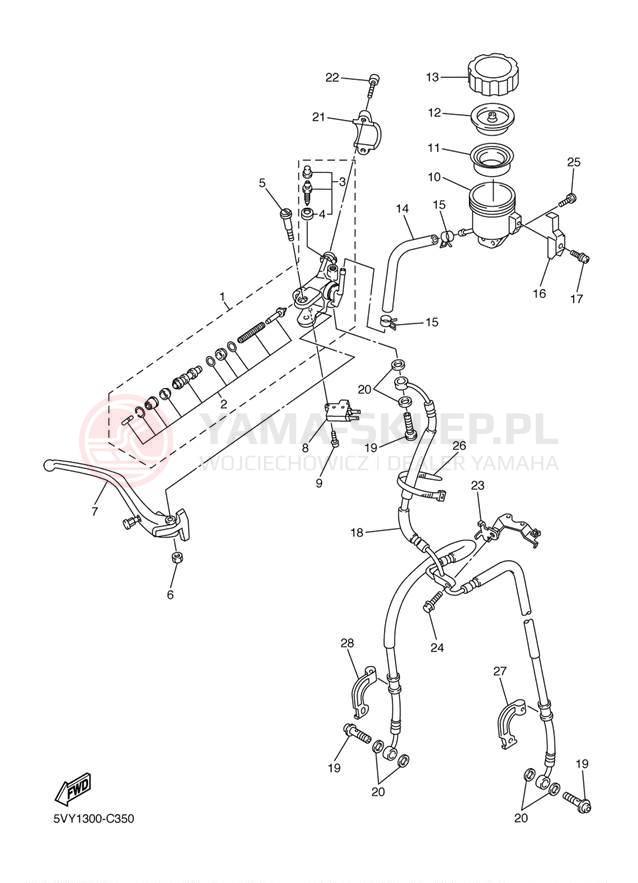 Schemat "Pompa hamulcowa przednia" do Yamaha YZF-R1 YZFR1SC/YZFR1S