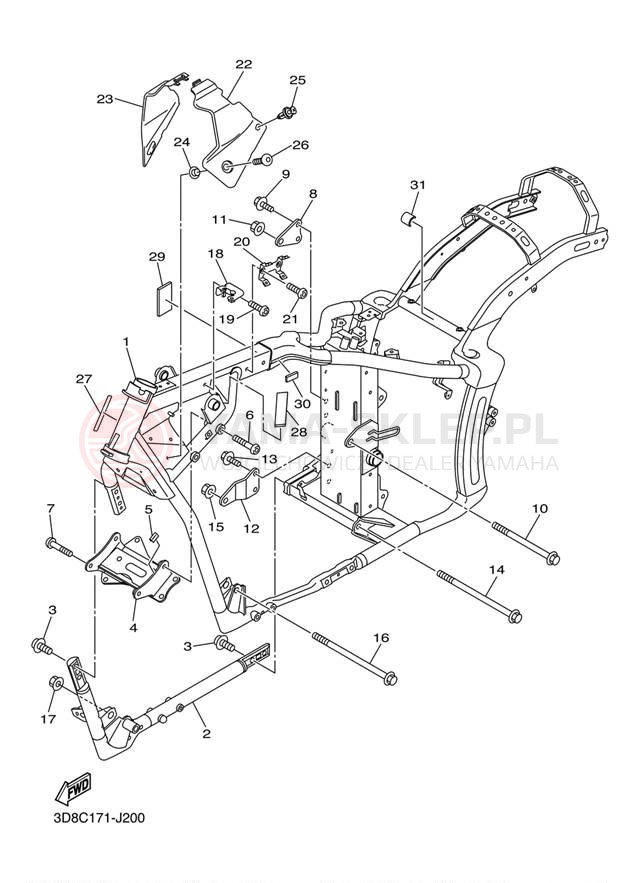 Schemat "rama" do Yamaha V STAR 1300 XVS13ABCR/XVS13ABR