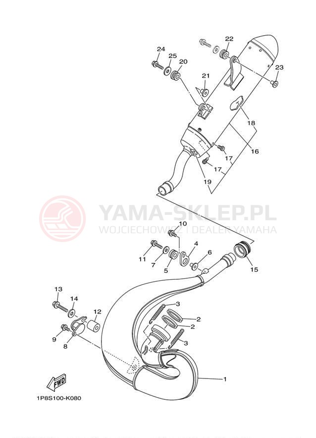 Schemat "Wydech końcowy" do Yamaha YZ250 YZ250D2
